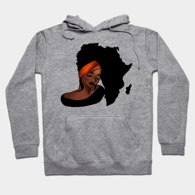 African Woman, Afro Woman, Africa Map Hoodie by dukito